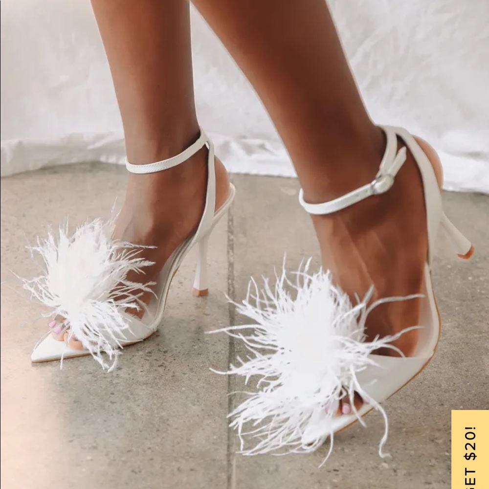 white feather heels